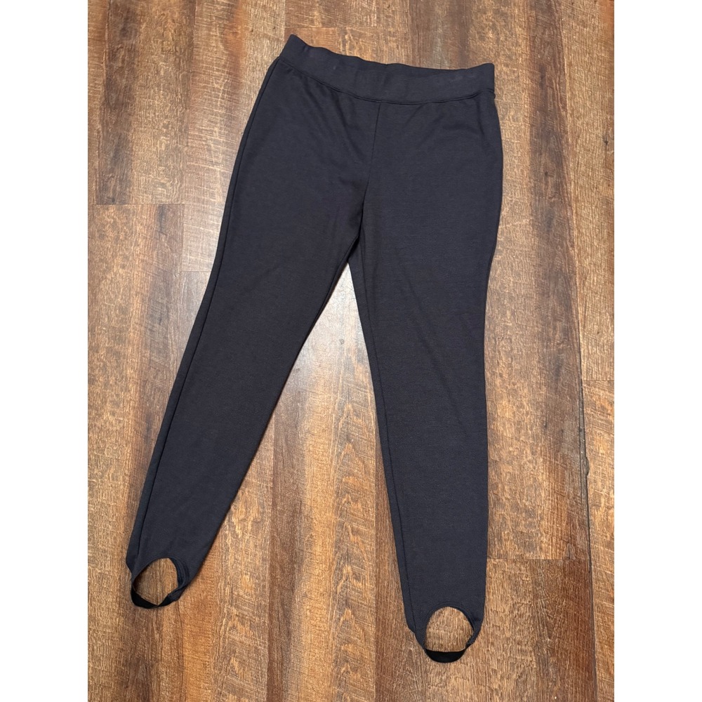 Chico's Size 1 Gray Textured Stirrup Pants Pull On Stretch Career Medium 8